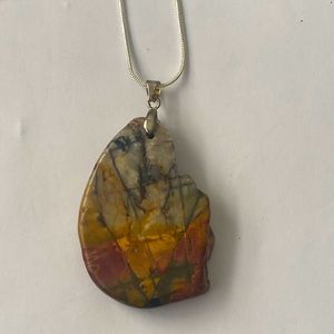 Beautiful,natural , rare Picasso Jasper pent on chain